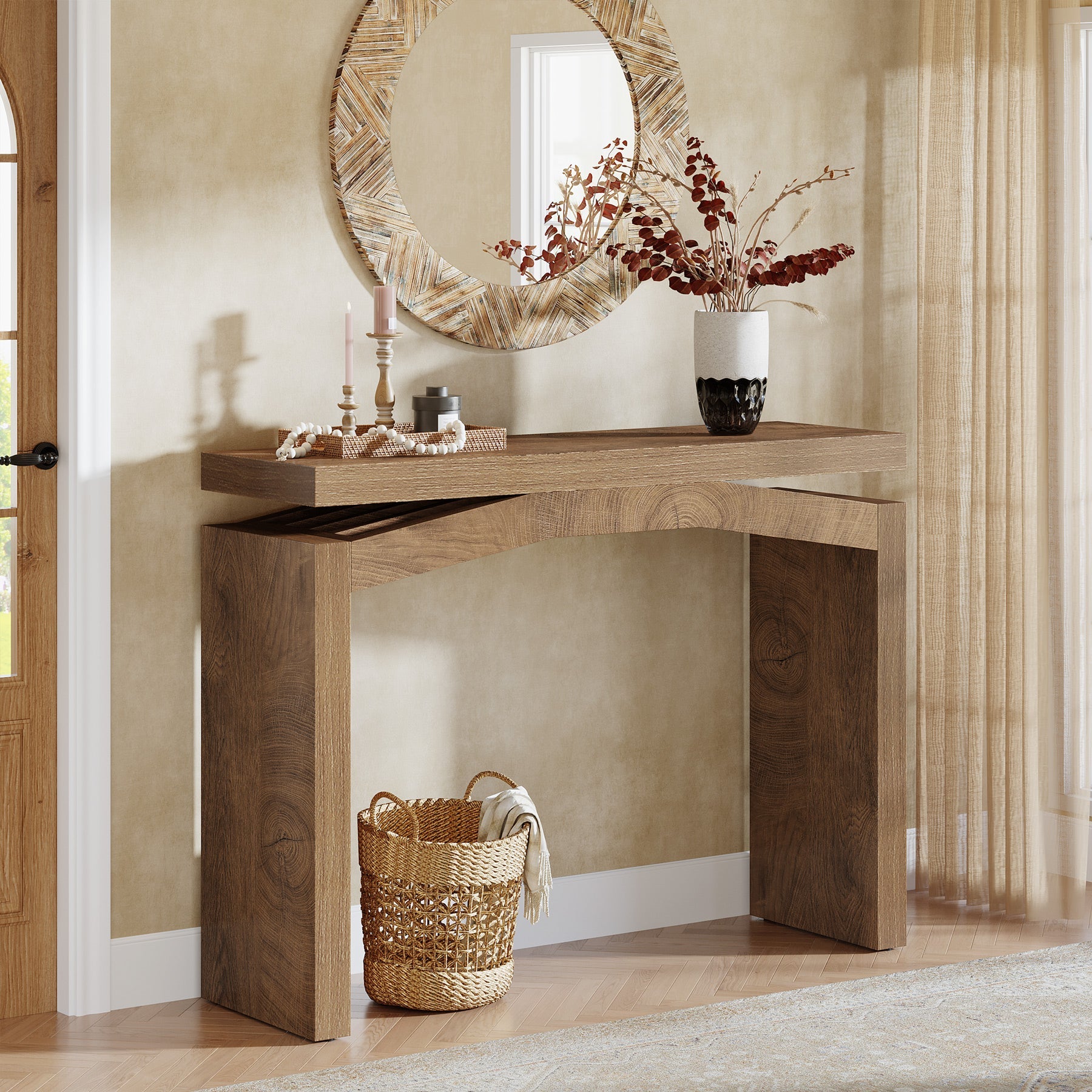 Tribesigns Mesa consola 100 cm (estrecha), Mesa de pasillo estilo granja con diseño moderno