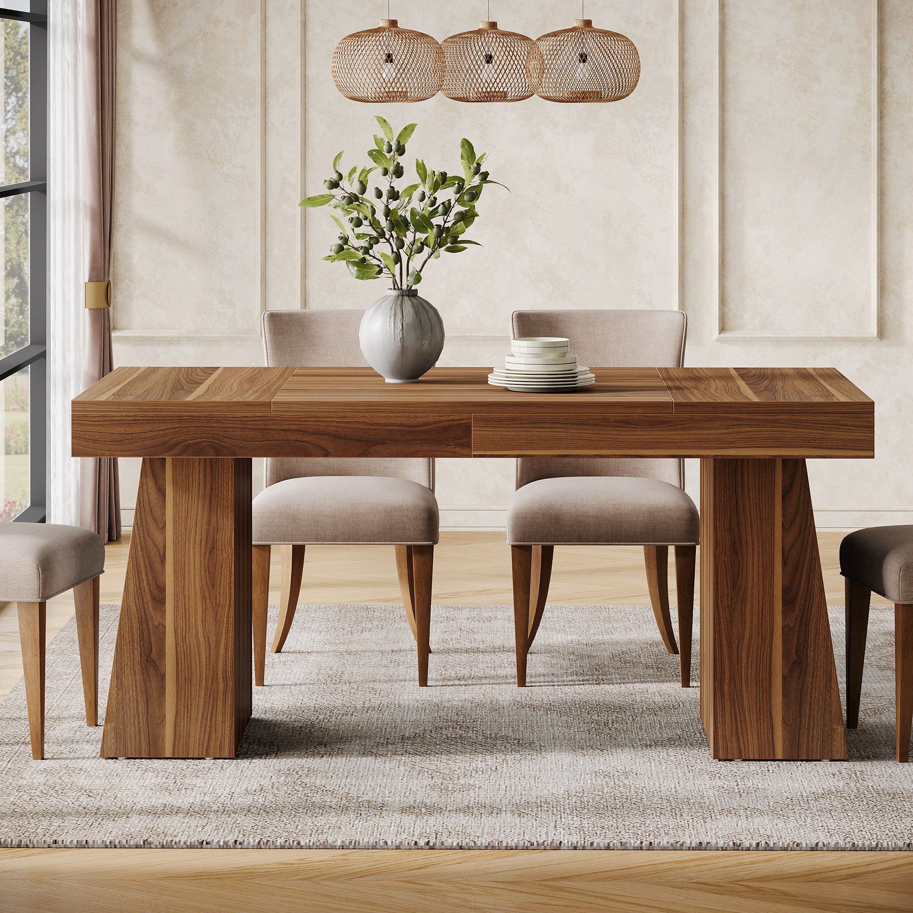 Tribesigns Mesa de comedor de 140 cm, Mesa de cocina de madera para 4-6 personas