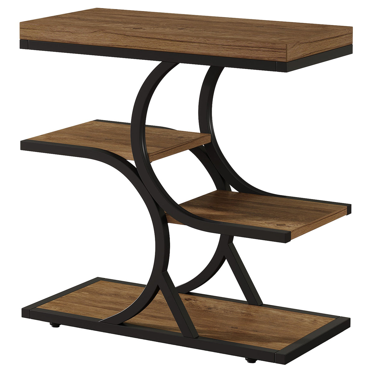 Tribesigns Mesa auxiliar en forma de C, Mesa pequeña para sofá con estructura de metal y acabado efecto madera
