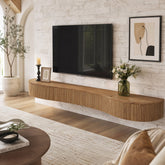 Tribesigns Floating Mantel Shelf aus Massivholz 180 cm, Kaminregal mit Geriffeltem Design 3