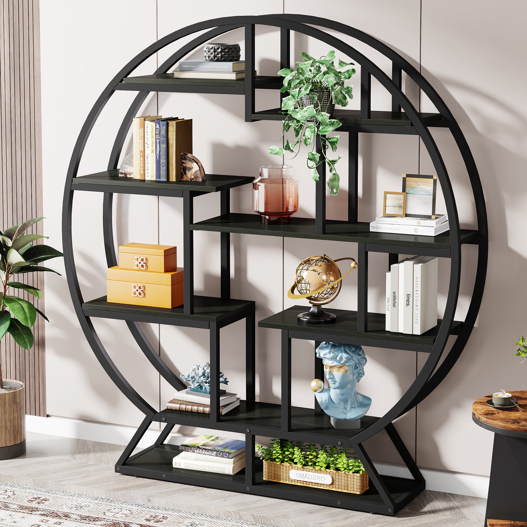 Tribesigns Estantería de libros, Estantería alta independiente de 8 niveles con estante de almacenamiento