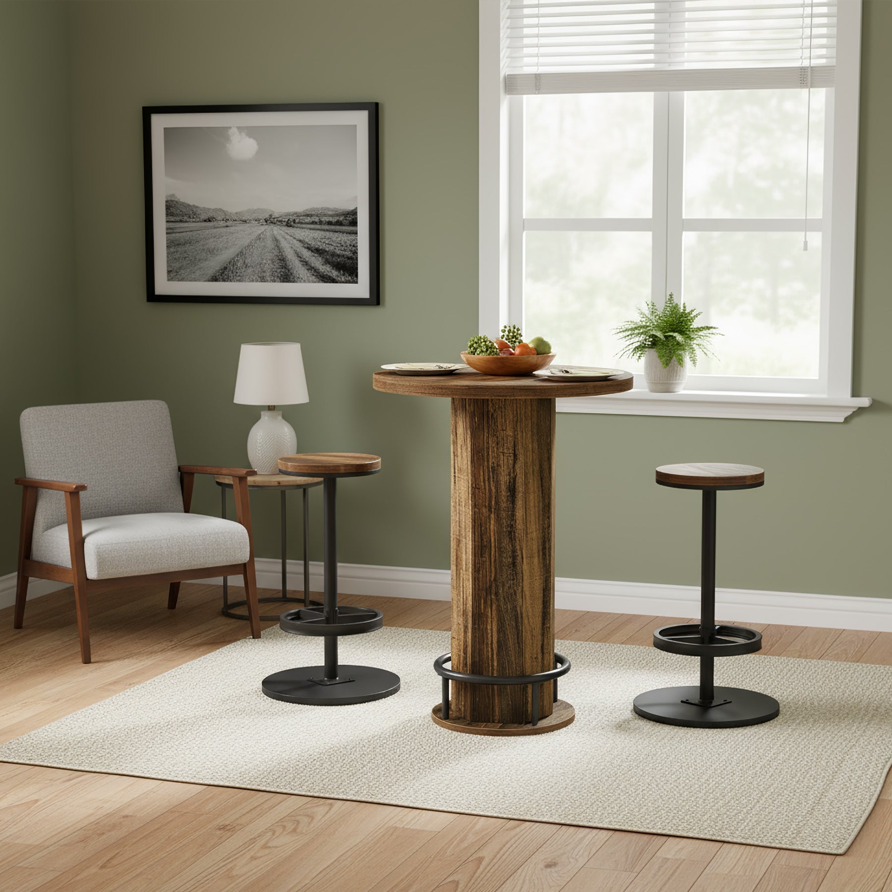 Tribesigns Juego de mesa y sillas de 3 piezas para 2 personas, Mesa de cocina redonda pequeña con 2 sillas