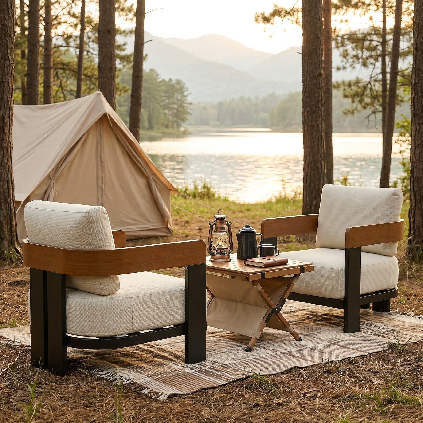 Tribesigns Tumbona de exterior, Sillón de patio con cojines y estructura de aluminio