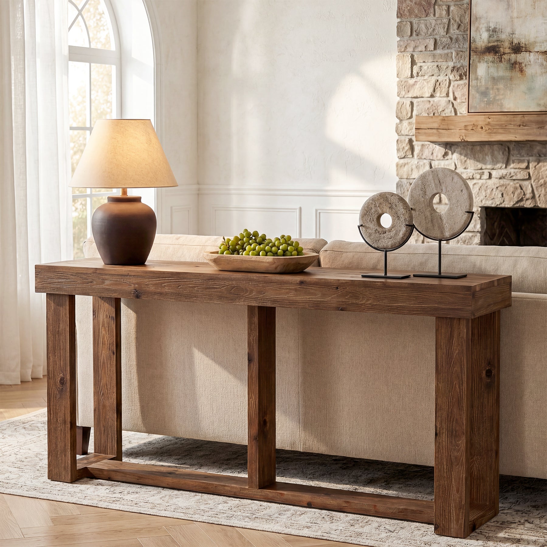Tribesigns Mesa consola de madera maciza de 160 cm, Mesa estrecha de pasillo de estilo rústico para la entrada y el salón