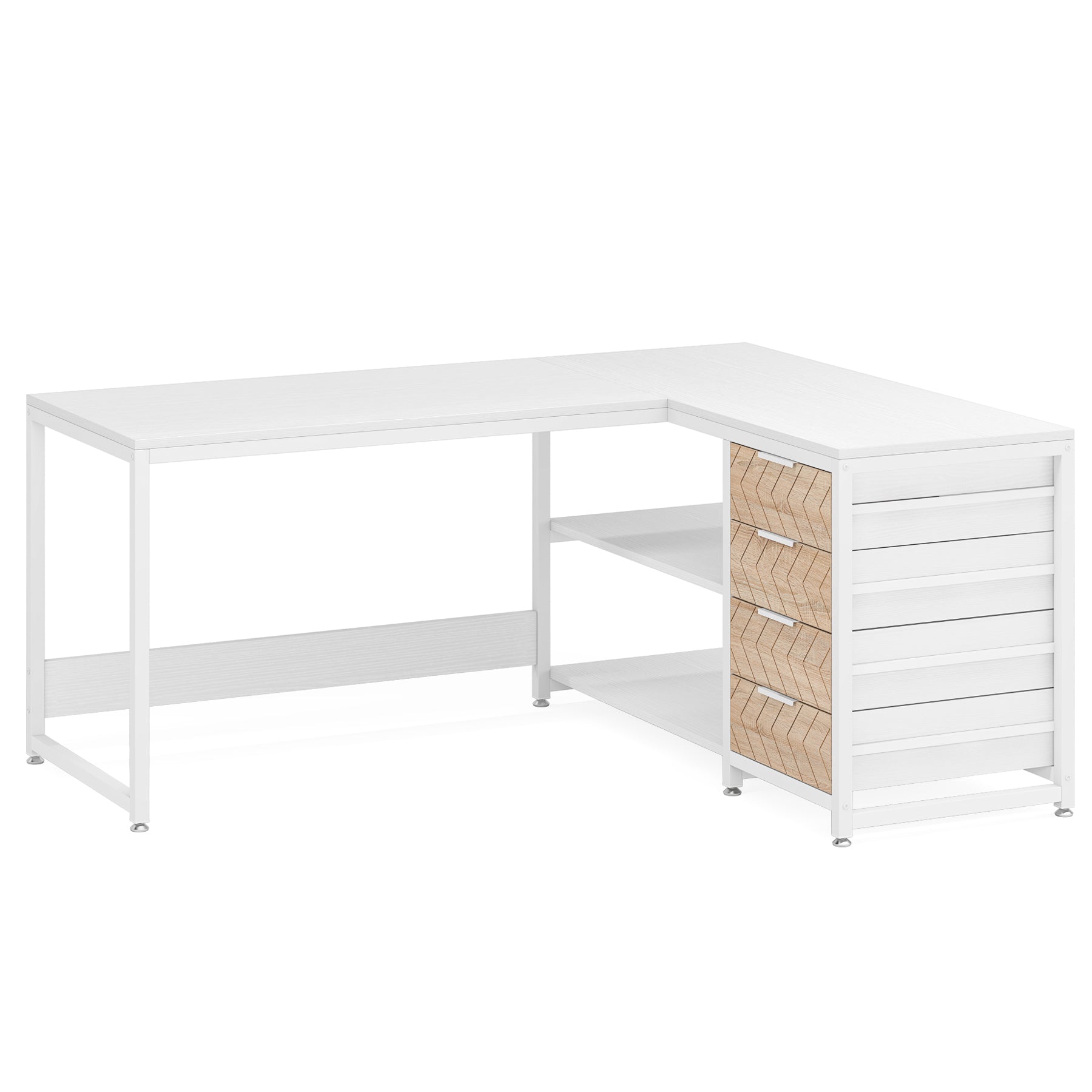 Tribesigns Escritorio en forma de L, Escritorio esquinero con estantes reversibles