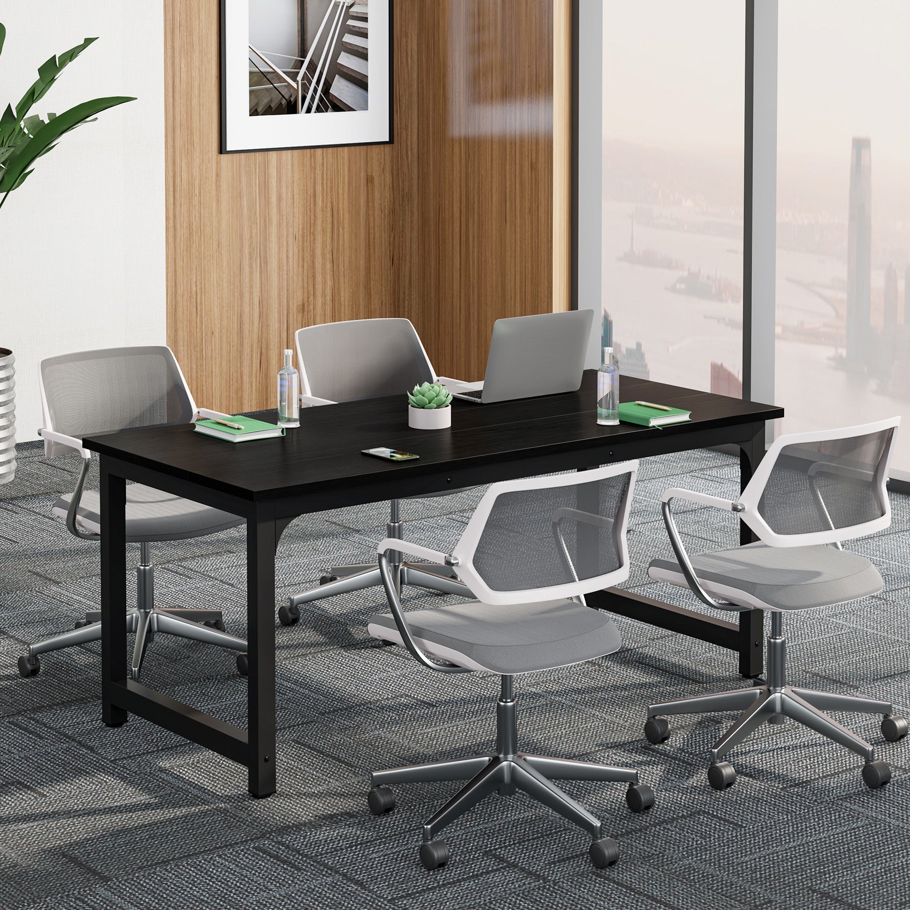 Tribesigns Escritorio de oficina en casa, Escritorio de madera y metal Escritorio de computadora