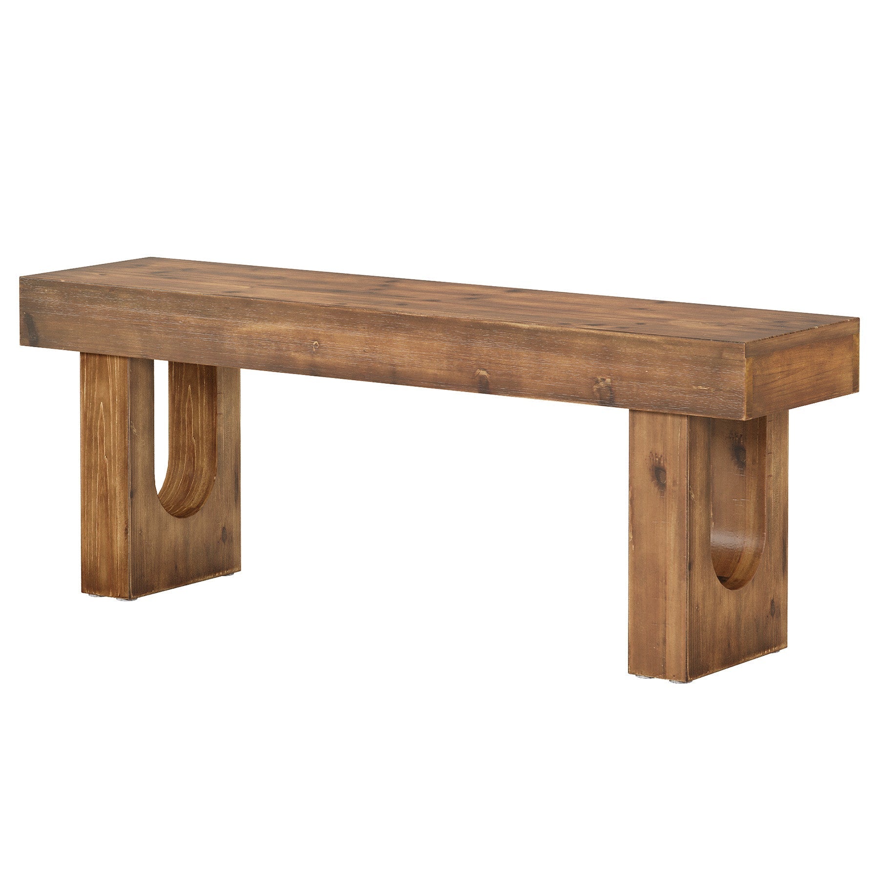 Tribesigns Banco de 120 cm de madera maciza, Banco de pasillo de pino con una robusta base en forma de U