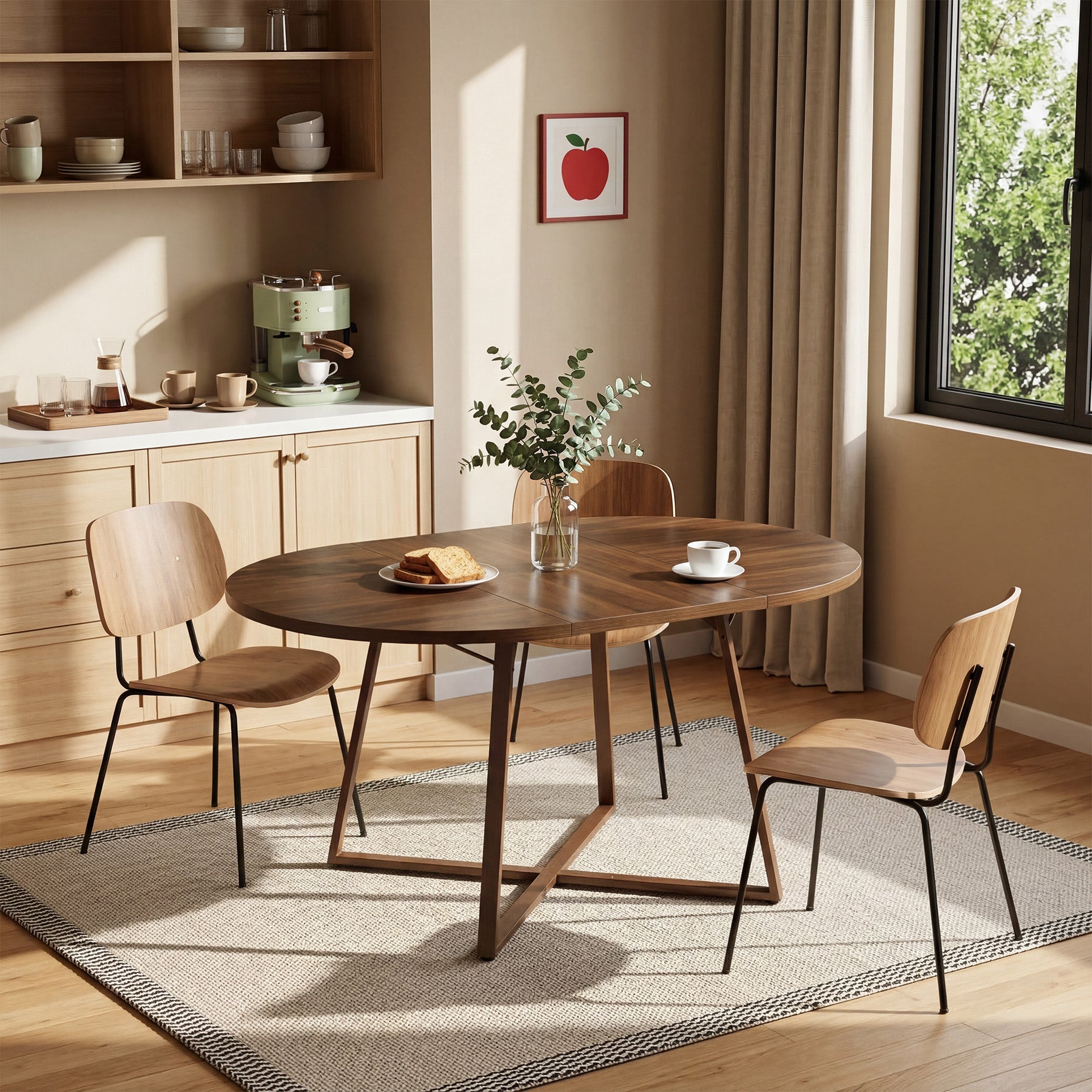 Tribesigns Mesa de comedor redonda para 4-6 personas, Mesa de comedor de 150 cm