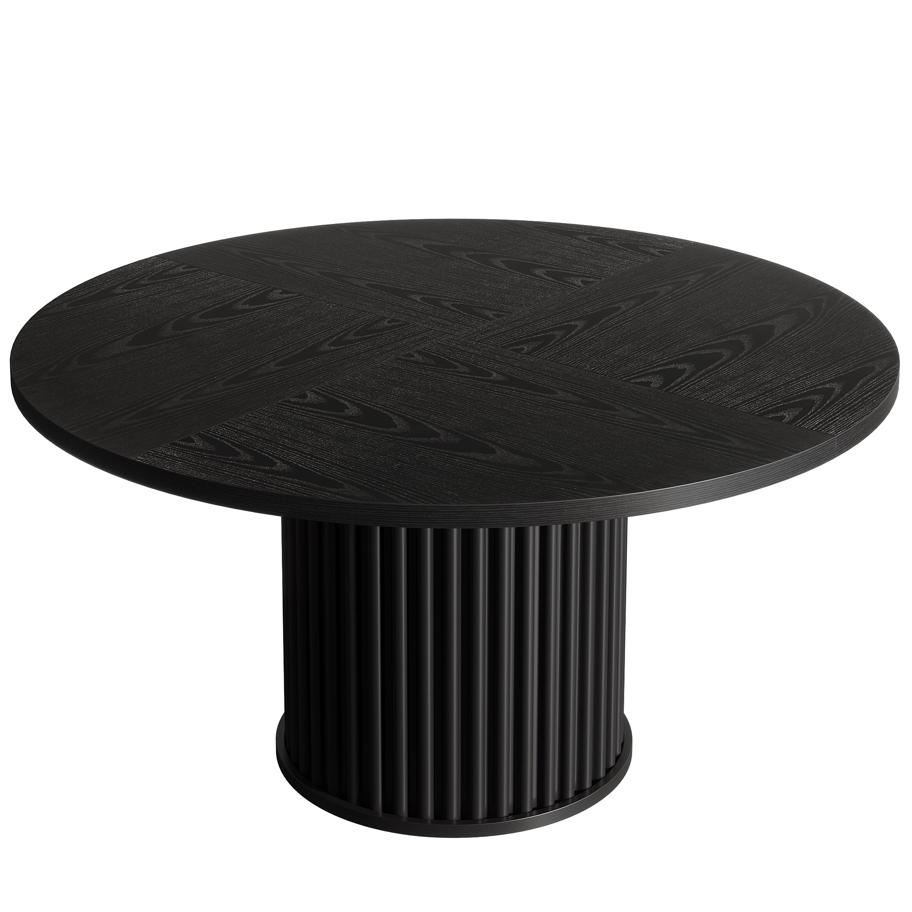 Tribesigns Mesa de comedor redonda de 120 cm, Mesa de cocina de madera con base de metal ranurado resistente