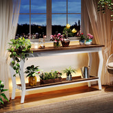 Tribesigns Consola de 180 cm, Mesa de sofá vintage con espacio de almacenamiento de 2 niveles 3