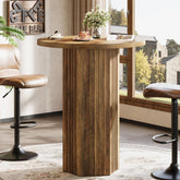 Tribesigns Mesa de bar redonda 101 cm de alto de madera, Estilo bistró rústico 3