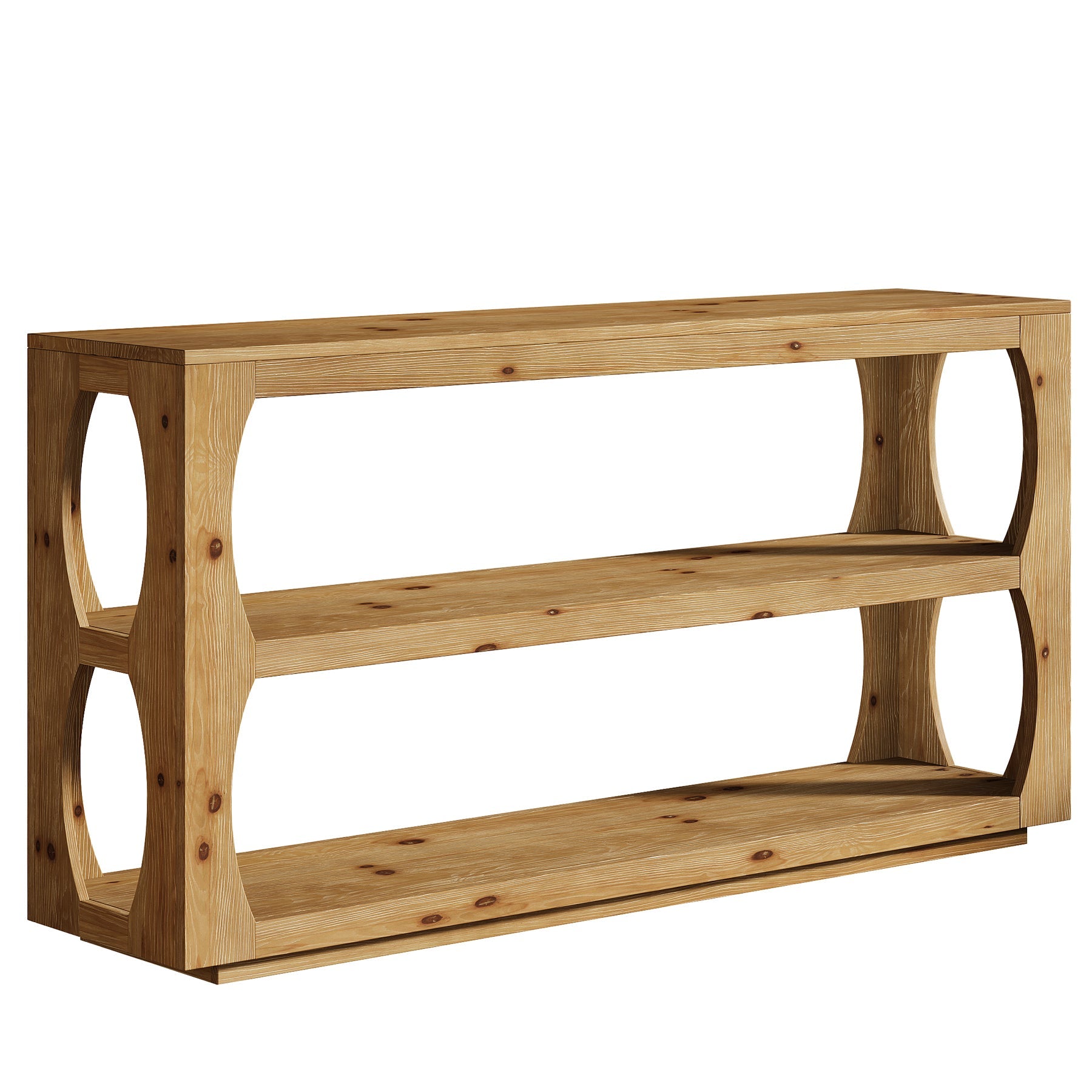 Tribesigns Mesa consola de 160 cm de madera maciza de abeto, Mesa de entrada estrecha con 3 estantes Estilo rústico para pasillo salón