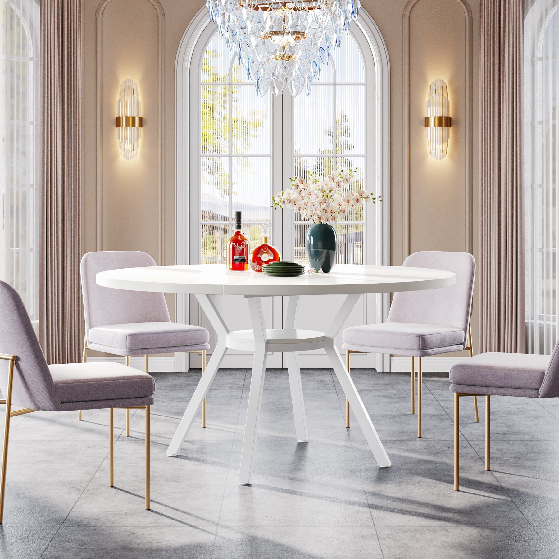 Tribesigns Mesa de comedor redonda, Mesa de comedor de cocina moderna de 120 cm para 4 personas