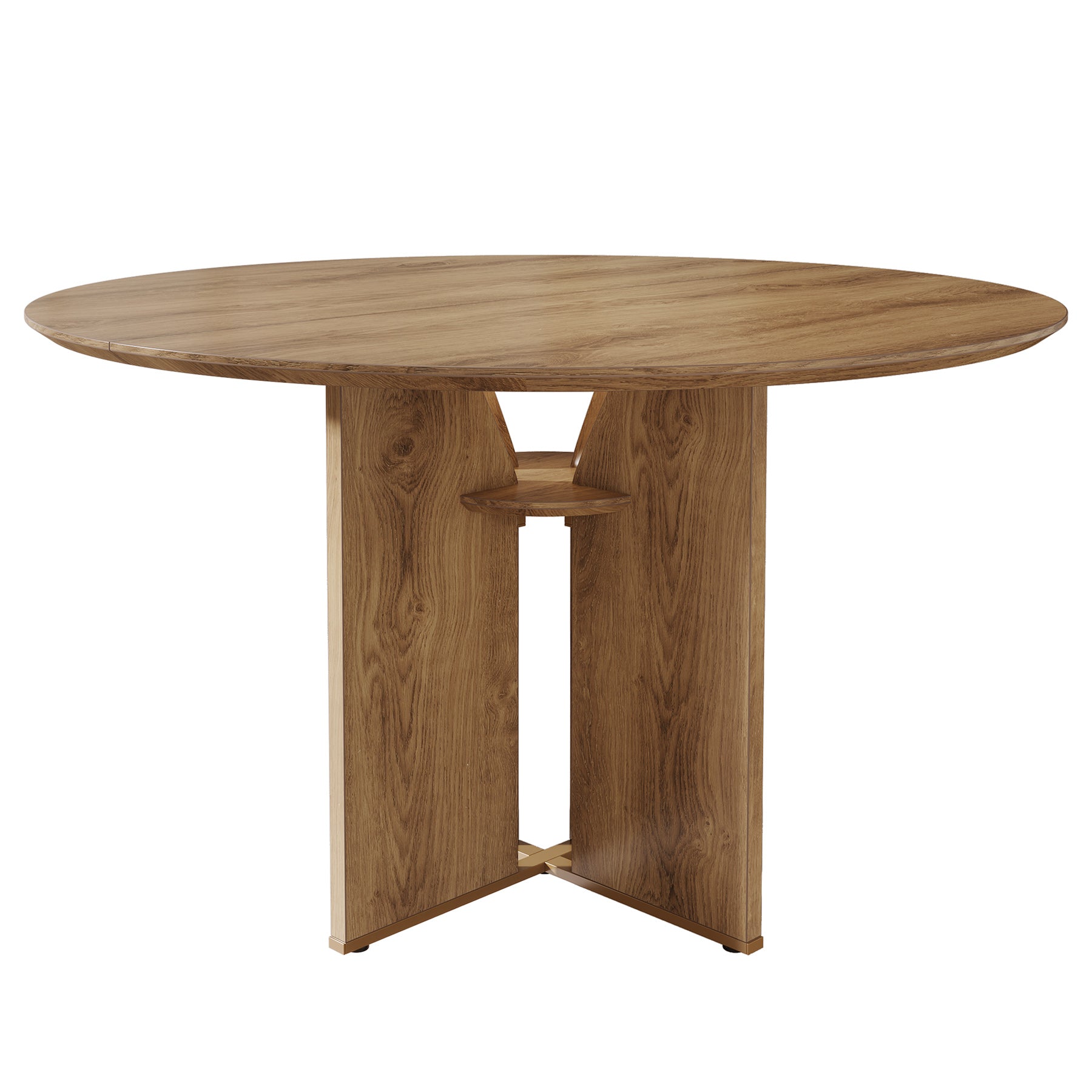 Tribesigns Mesa de comedor redonda de 100 cm, Mesa de cocina para 2-4 personas con estante y estructura en forma de X