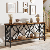 Tribesigns Mesa consola de 2 niveles 160 cm, Mesa de sofá industrial detrás del sofá 3