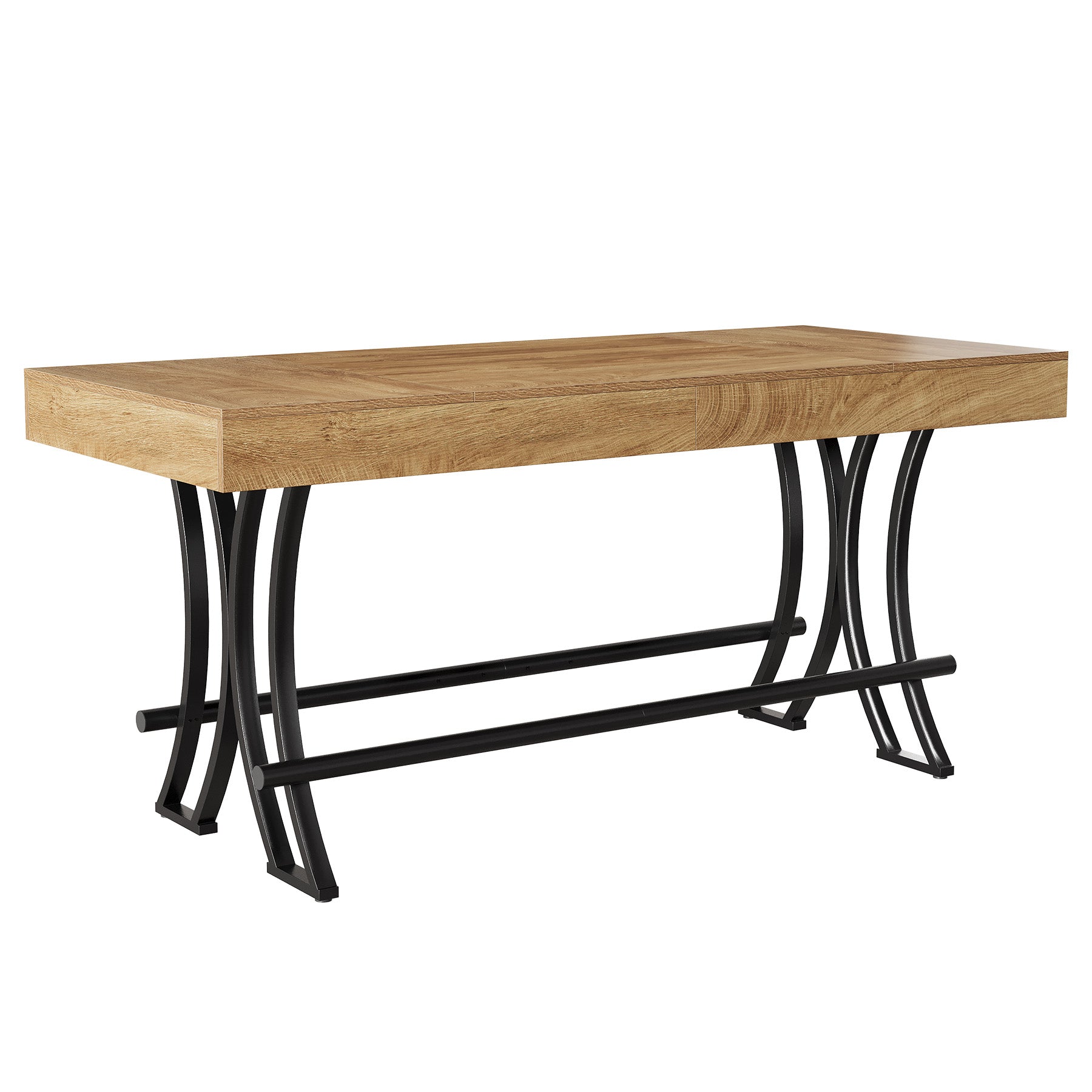 Tribesigns Mesa de bar y pub de 160 cm de altura con reposapiés de metal, Mesa de comedor rectangular