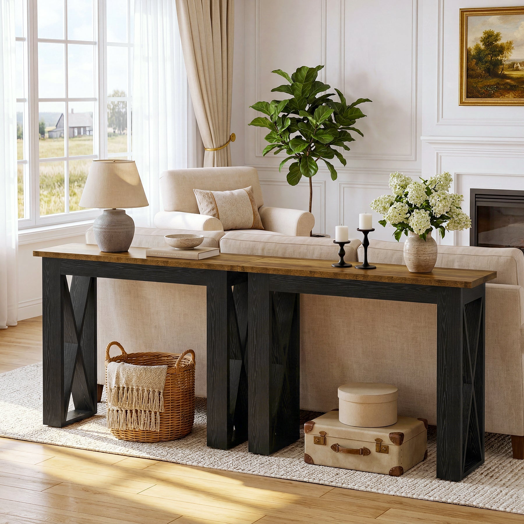 Tribesigns Mesa consola estrecha de 105 cm, Mesa de pasillo estilo industrial con estante de almacenamiento