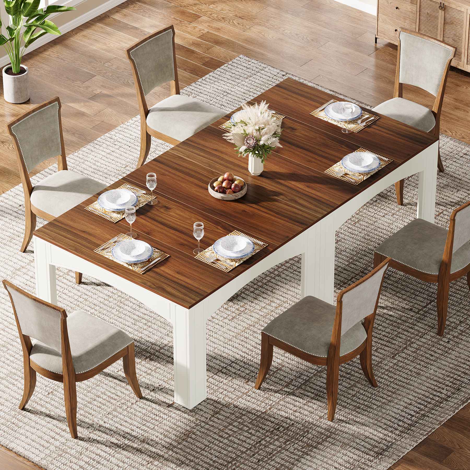 Tribesigns Mesa de comedor de 100 cm, Mesa de comedor de madera para 4 personas en estilo rústico