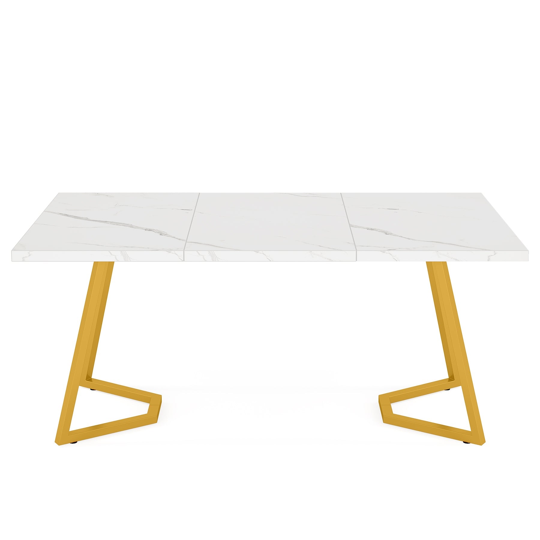 Tribesigns Mesa de Comedor Moderna, Mesa de Cocina de 140 cm con Patas de Metal Dorado para 6 Personas