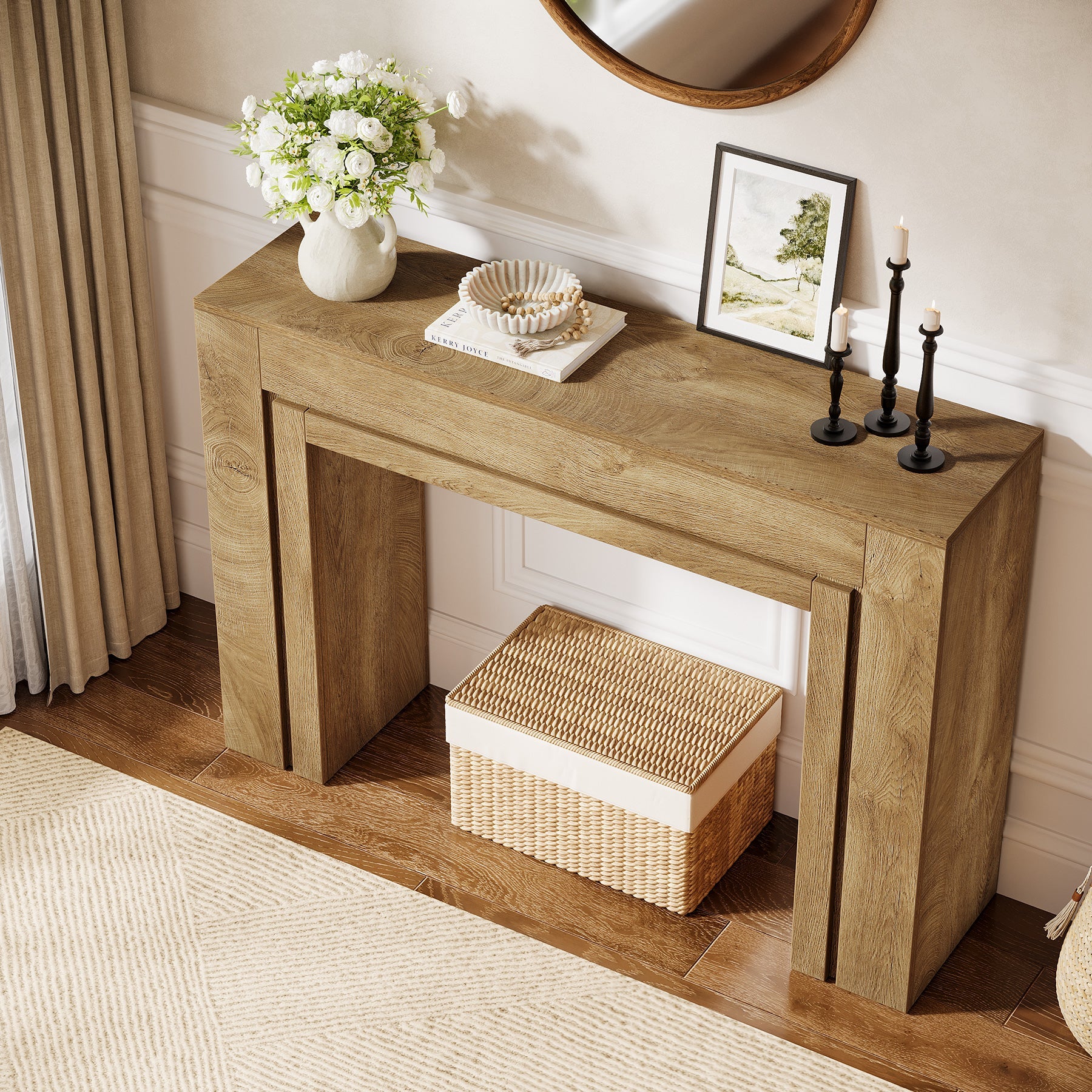 Tribesigns Mesa Consola Estrecha (105 cm), Mesa de Pasillo Moderna con Base Sólida de Doble Pata