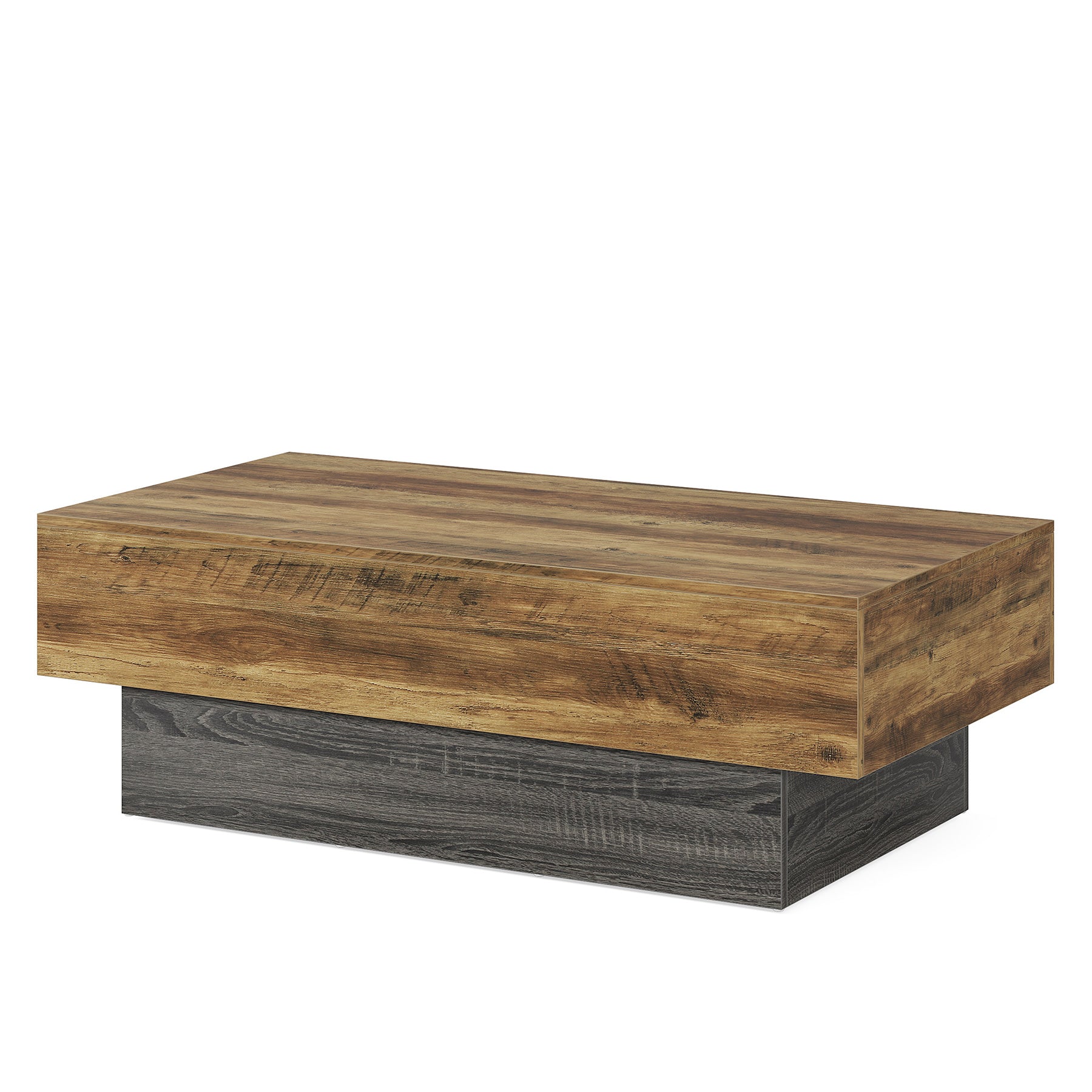 Tribesigns Mesa de centro de madera rústica de 140 cm rectangular, Mesa de té grande con estructura gris