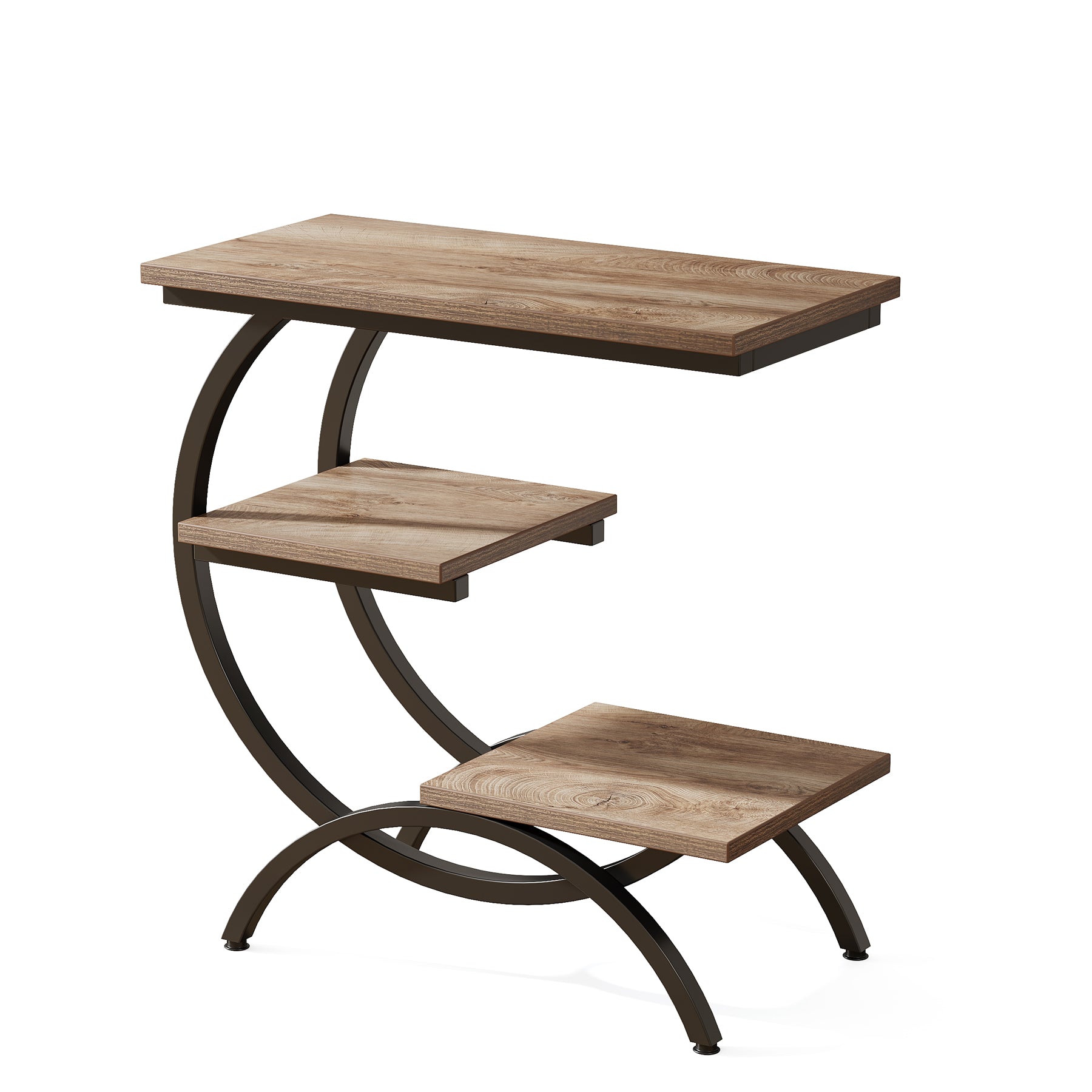 Tribesigns Mesa Auxiliar C, Mesas Sofá Salón 3 Niveles Mesita De Noche Pequeña De Madera