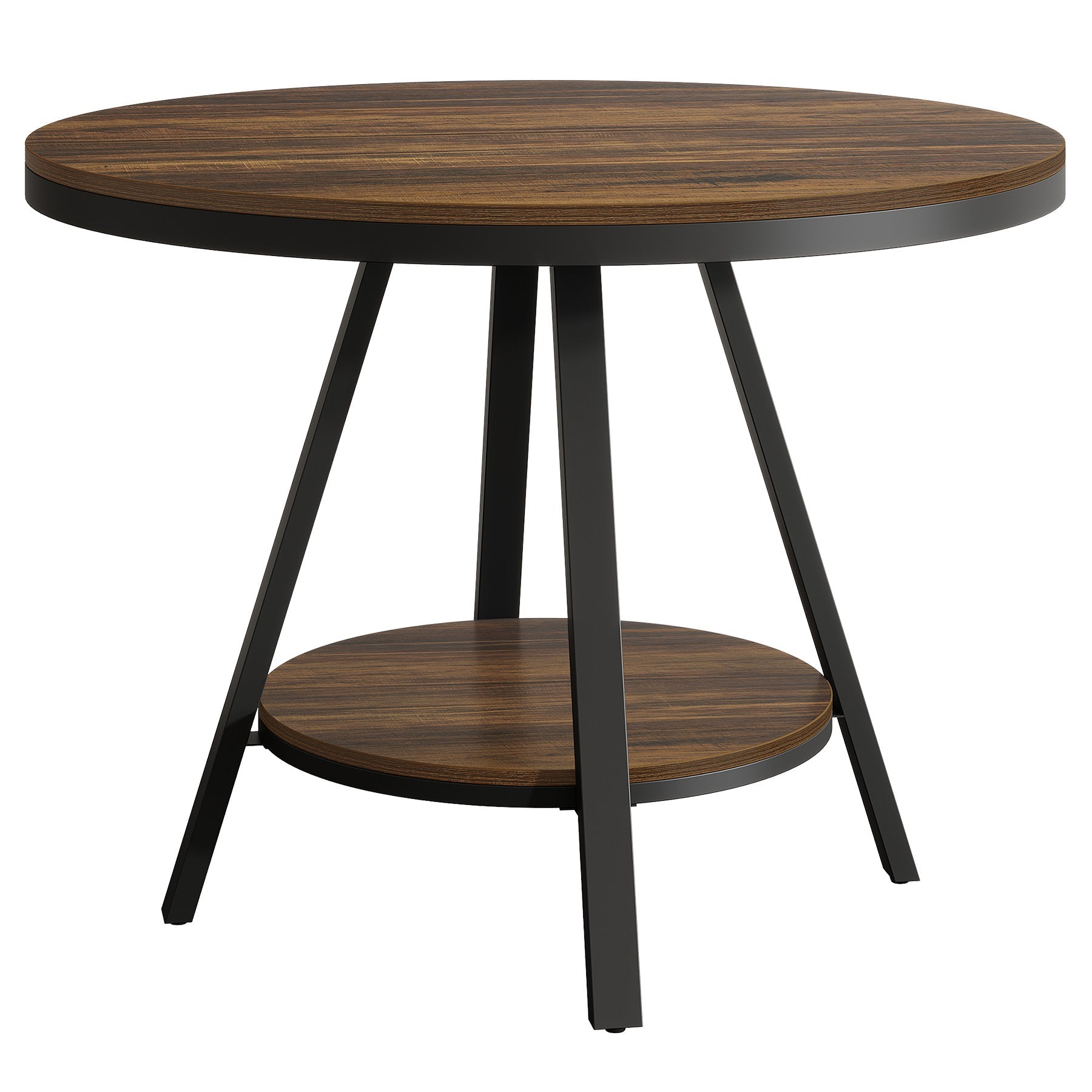 Tribesigns Mesa de comedor redonda pequeña para 2-4 personas, Mesa de cocina industrial de dos niveles