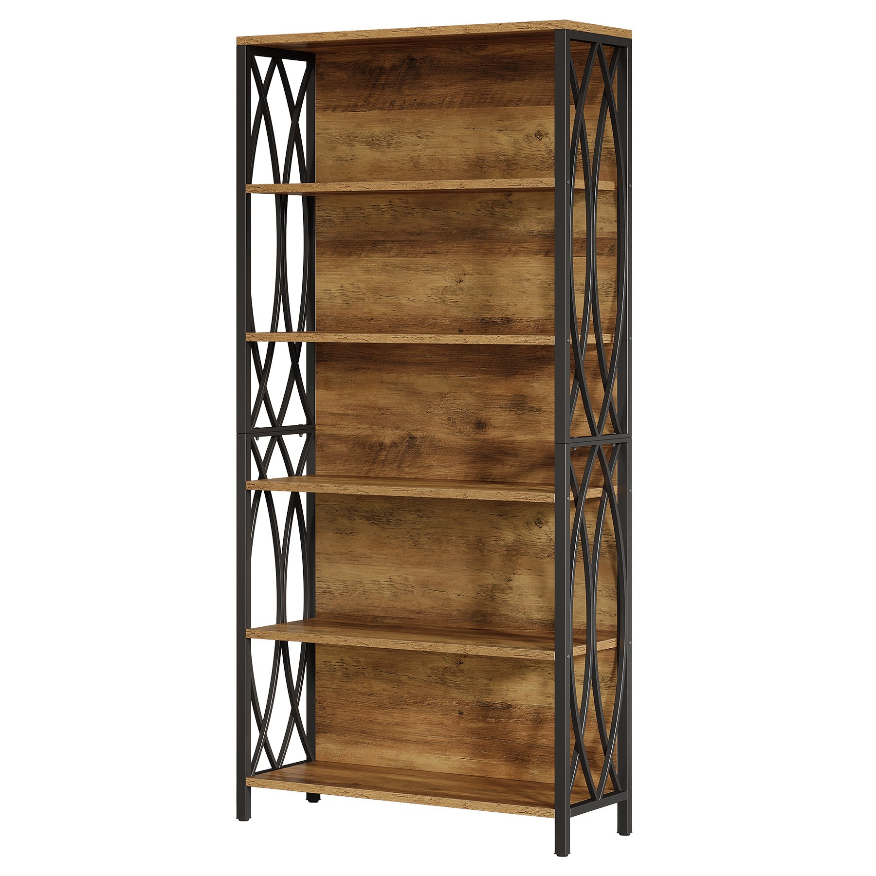 Tribesigns Librería de 180 cm de alto, Estilo industrial con 6 estantes y estructura metálica geométrica