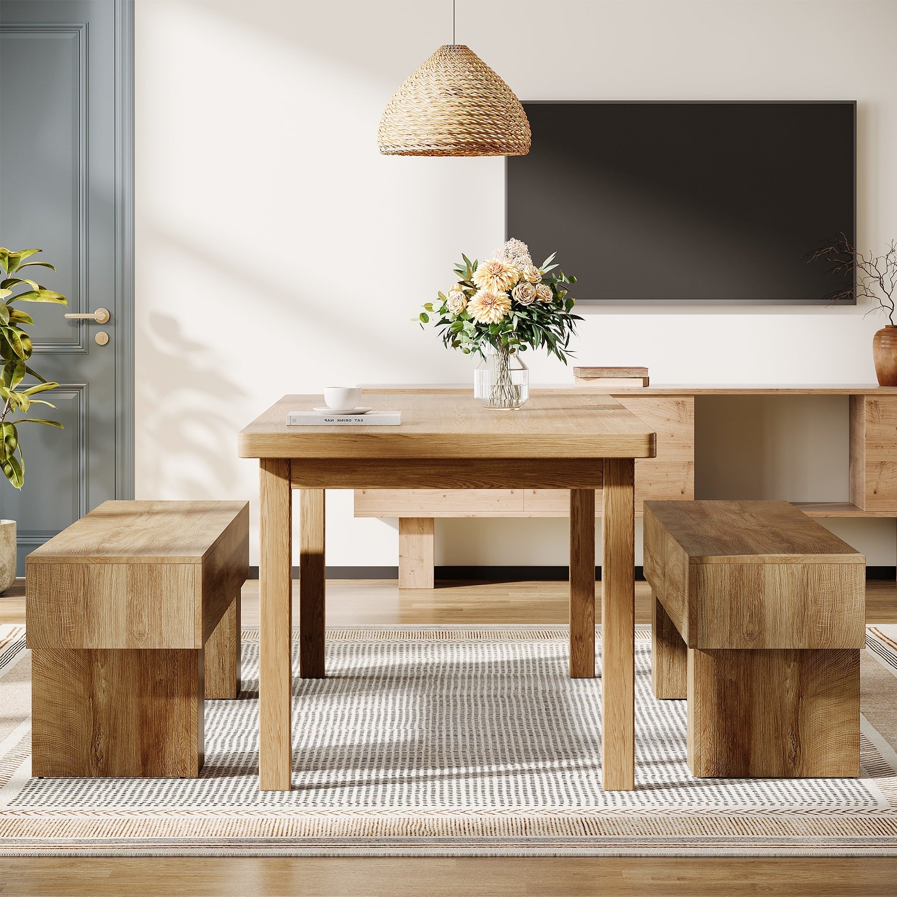 Tribesigns Banco de madera estilo granja de 160 cm para comedor