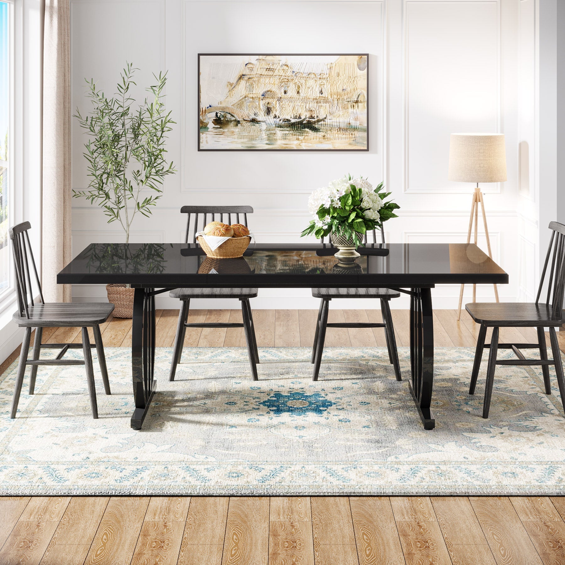 Tribesigns Mesa de comedor de 160 cm, Moderna mesa de cocina para 4-6 personas