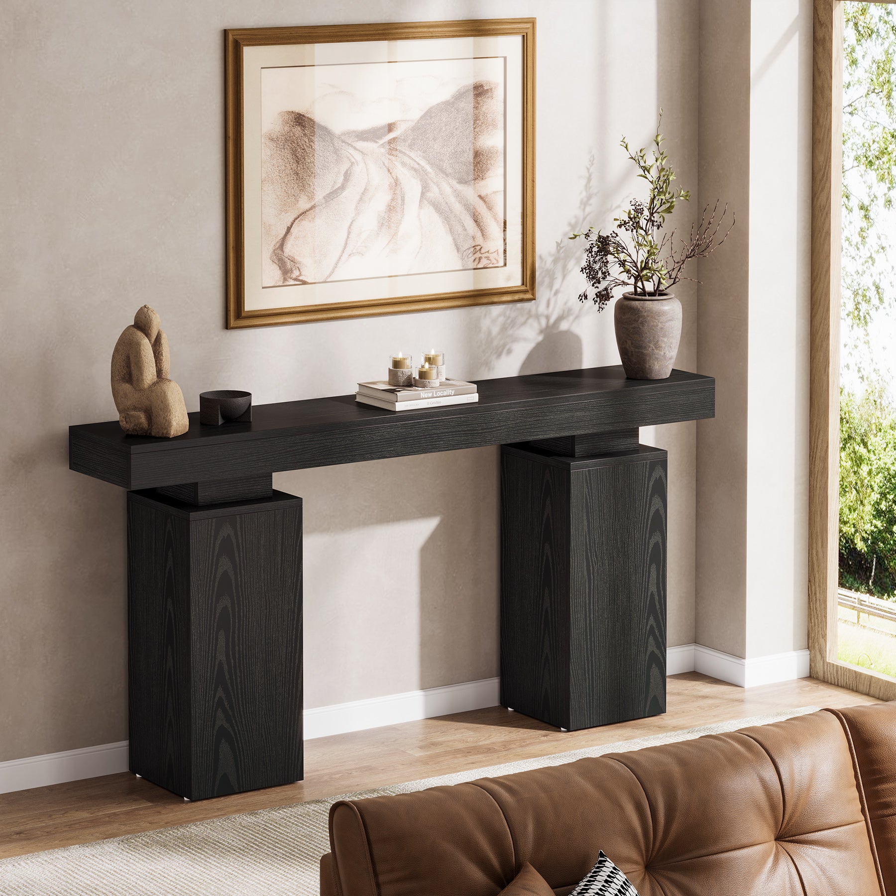 Tribesigns Consola de 160 cm, Mesa de entrada rústica con aspecto de madera para salón y recibidor