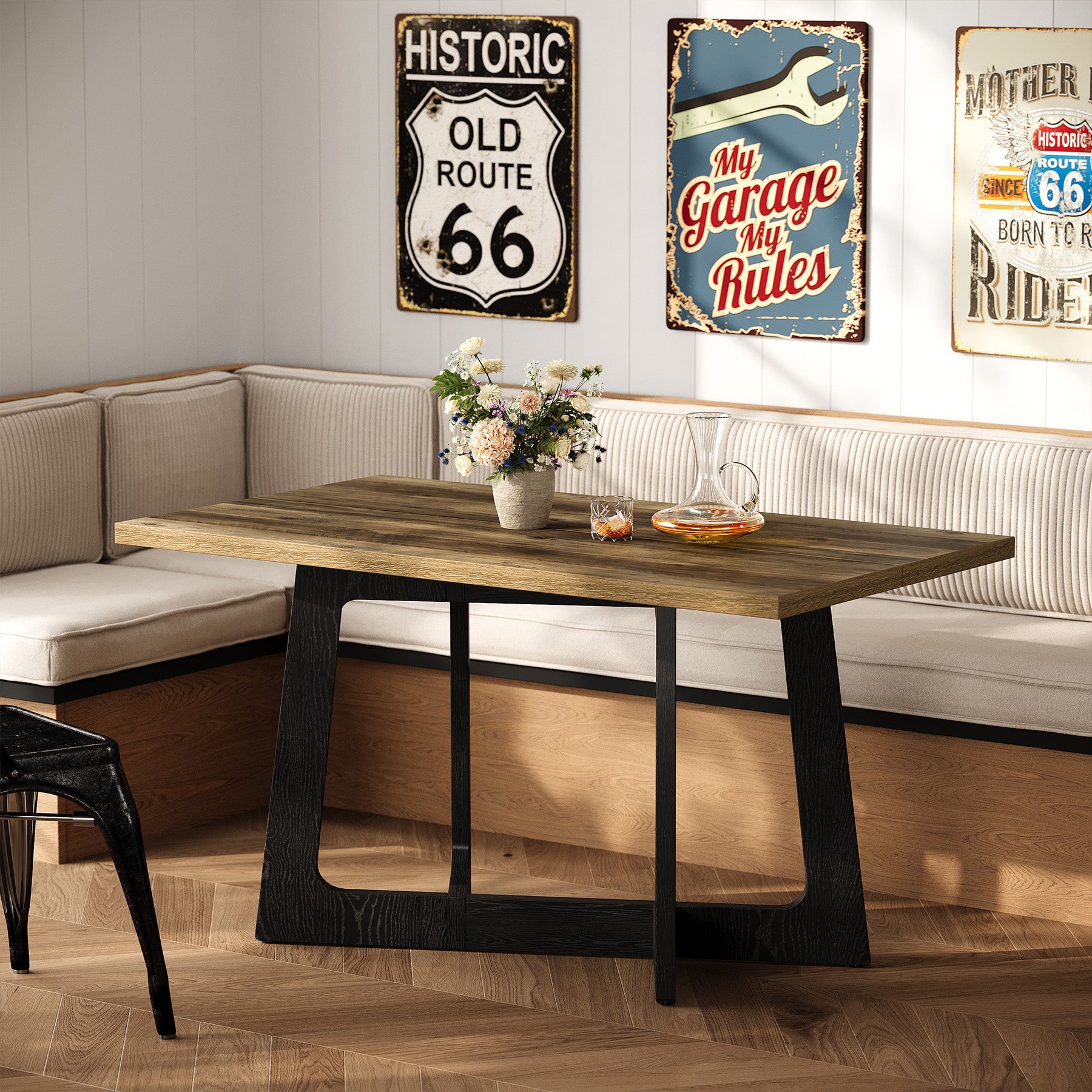 Tribesigns Mesa de comedor de 120 x 79 cm para 2-4 personas con base robusta