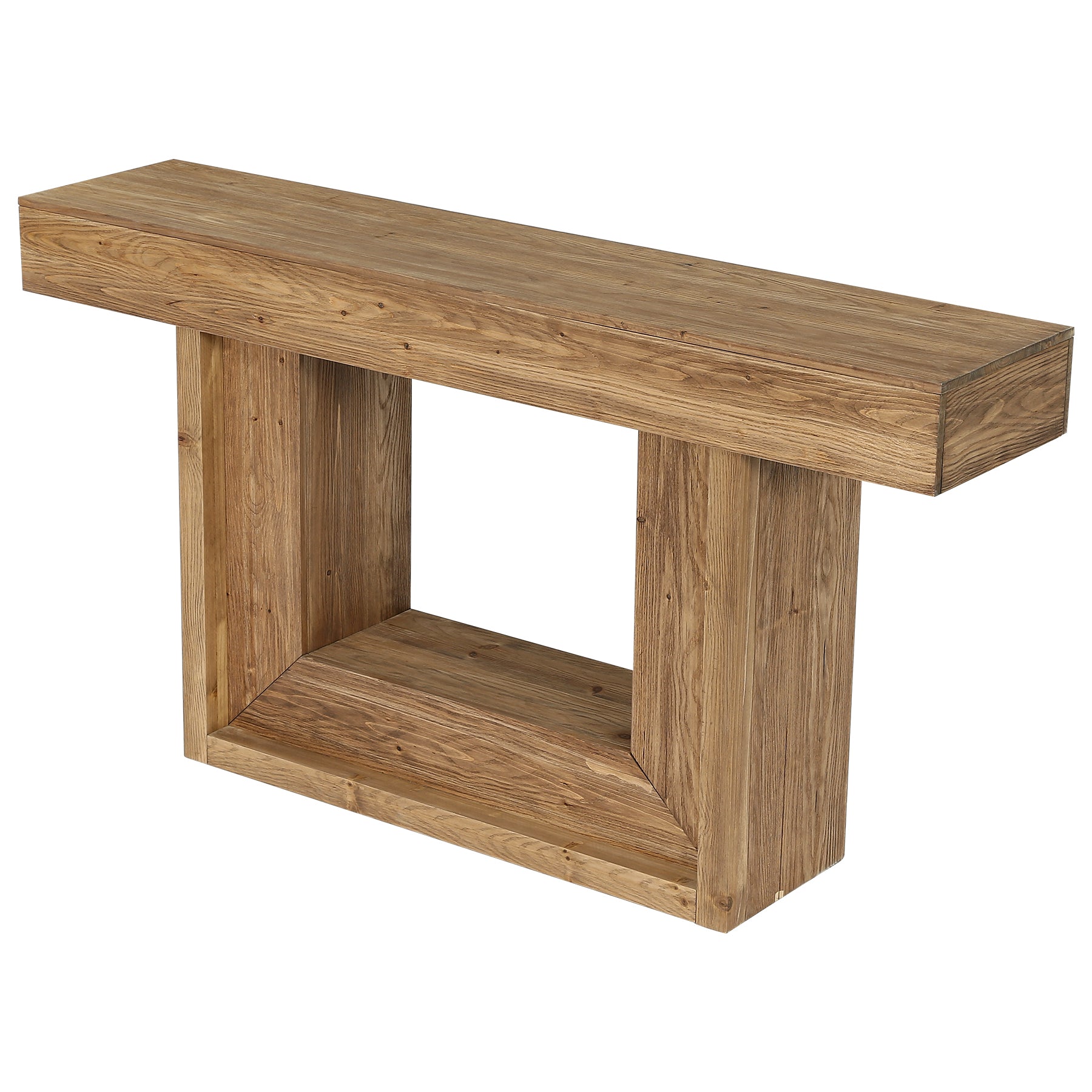 Tribesigns Mesa consola estrecha de madera maciza de 160 cm, Estilo rústico con estructura en forma de U y estante