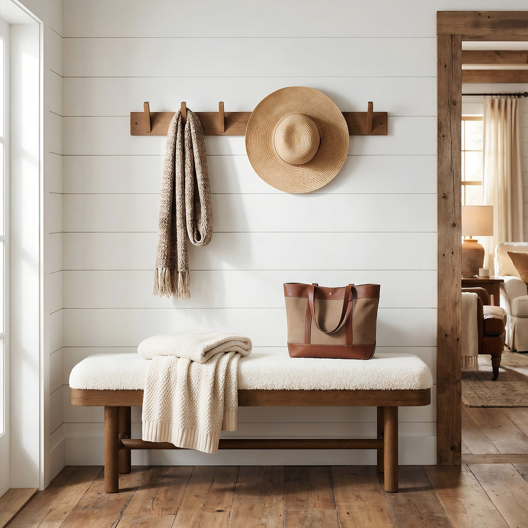 Tribesigns Banco tapizado de 140 cm, Fabricado en madera maciza Banco para dormitorio con funda de felpa