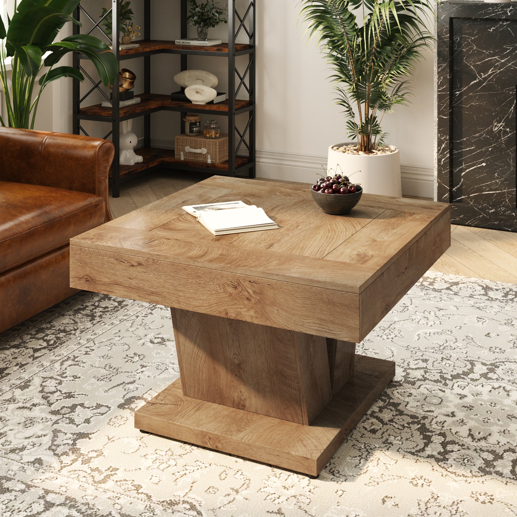 Tribesigns Mesa de centro cuadrada, Mesa de cóctel moderna de 80 cm Mesa auxiliar