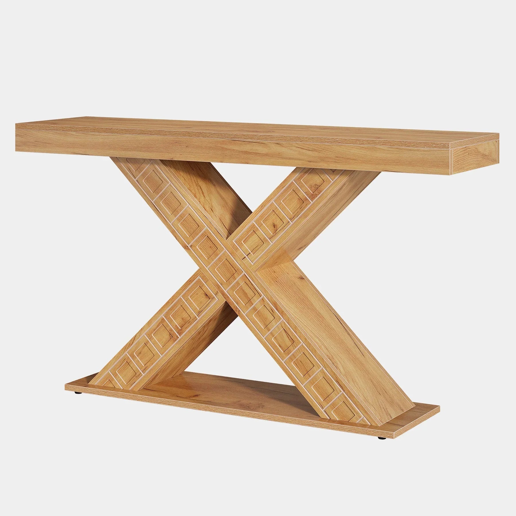 Tribesigns Mesa consola de 140 cm, Mesa de entrada moderna para sofá con base en X engrosada