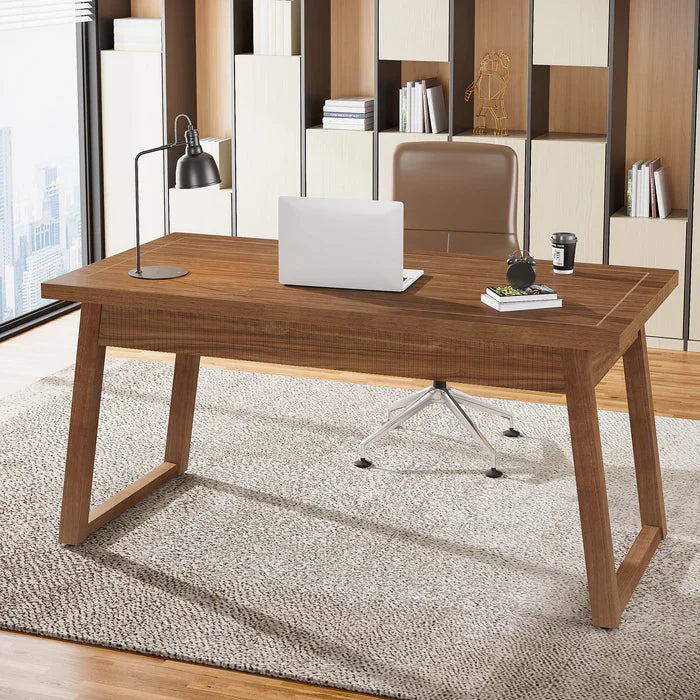 Tribesigns Escritorio de computadora de madera de 140 cm, Mesa de trabajo moderna de mediados de siglo con cajón