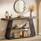 55" Console Table, 3-Tier Sofa Table With Iron Frame For Living Room 3