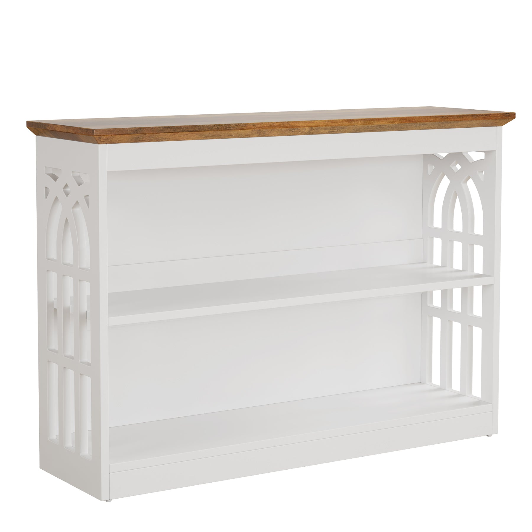 Tribesigns Mesa consola moderna para la entrada, Mesa de sofá blanca de 105 cm detrás