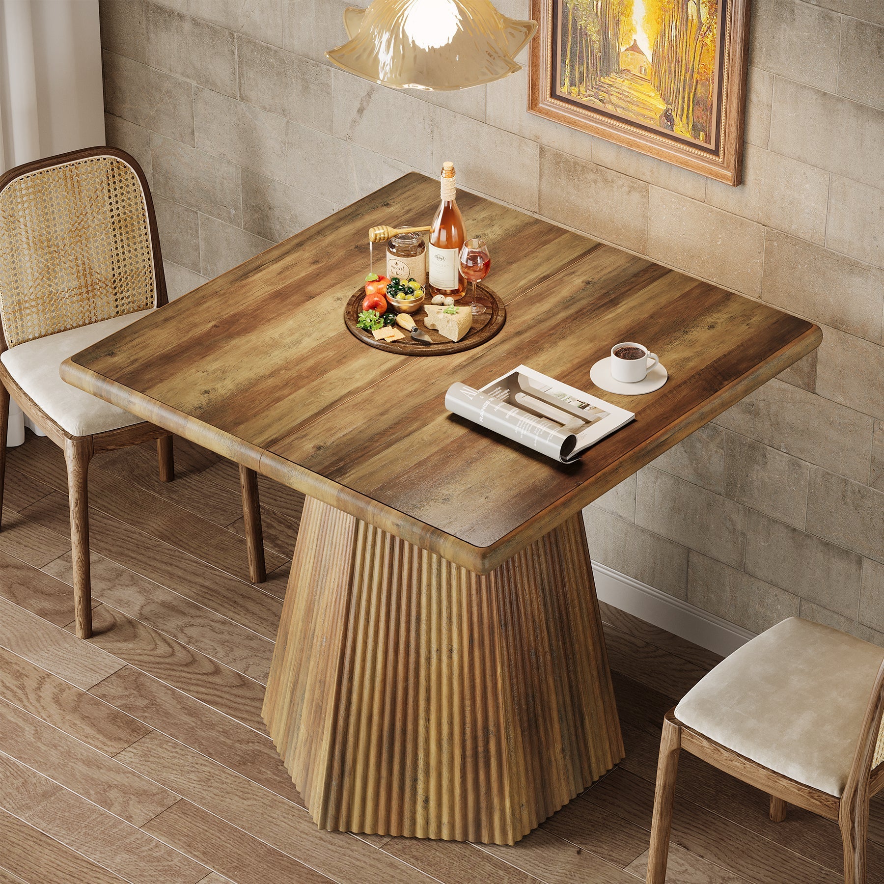 Tribesigns Mesa de comedor cuadrada de 80 cm para cuatro personas, Mesa de cocina con base resistente
