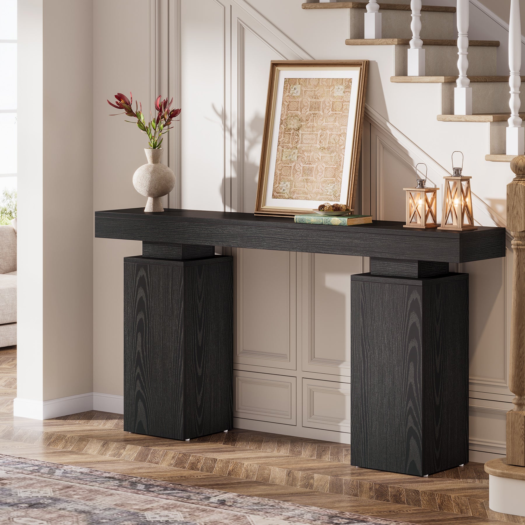 Tribesigns Consola de 160 cm, Mesa de entrada rústica con aspecto de madera para salón y recibidor