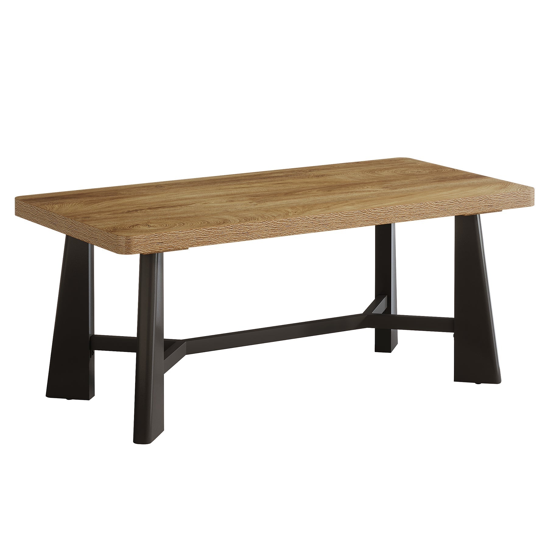 Tribesigns Mesa de centro de 120 × 60 cm, Mesa rectangular para salón con base metálica
