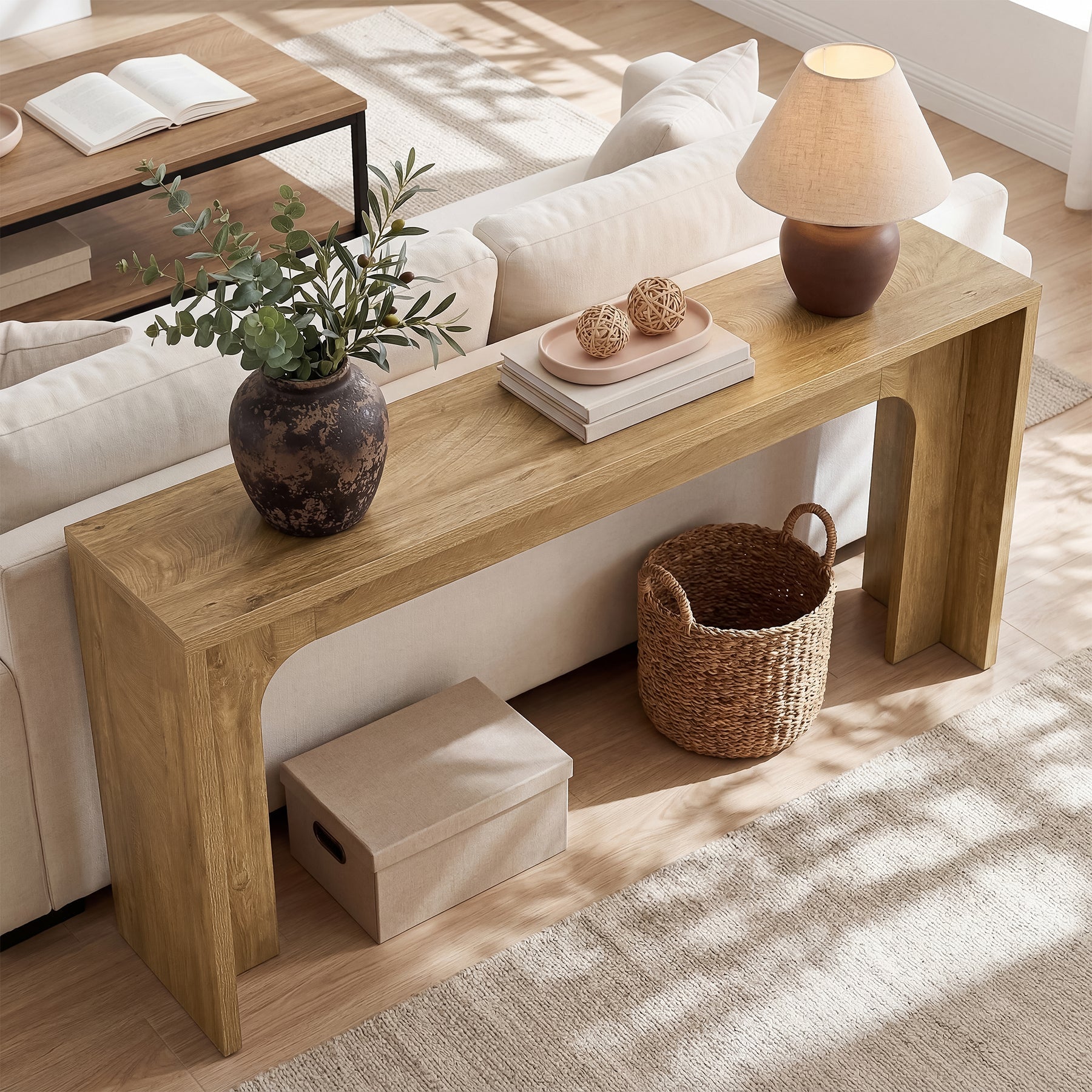 Tribesigns Mesa Consola Estrecha de 160 cm, Mesa de Pasillo Minimalista con Base Robusta