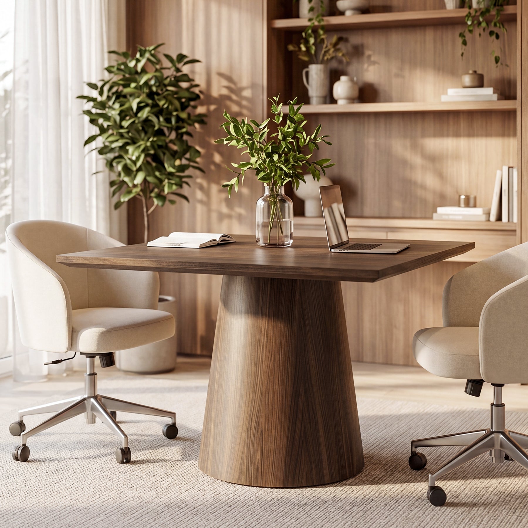 80 cm Tribesigns vierkante vergadertafel met verdikt tafelblad, houten kantoortafel voor 4 personen