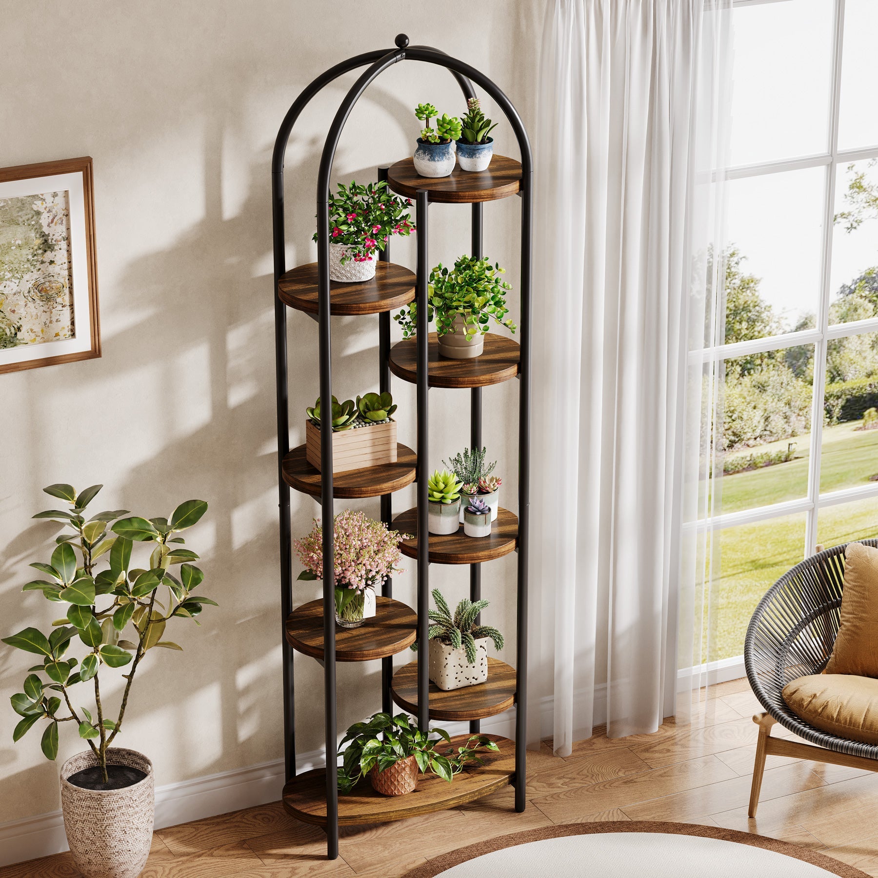 Tribesigns Soporte para plantas de 180 cm de altura con 8 estantes, Soporte para flores con capacidad para 10 plantas