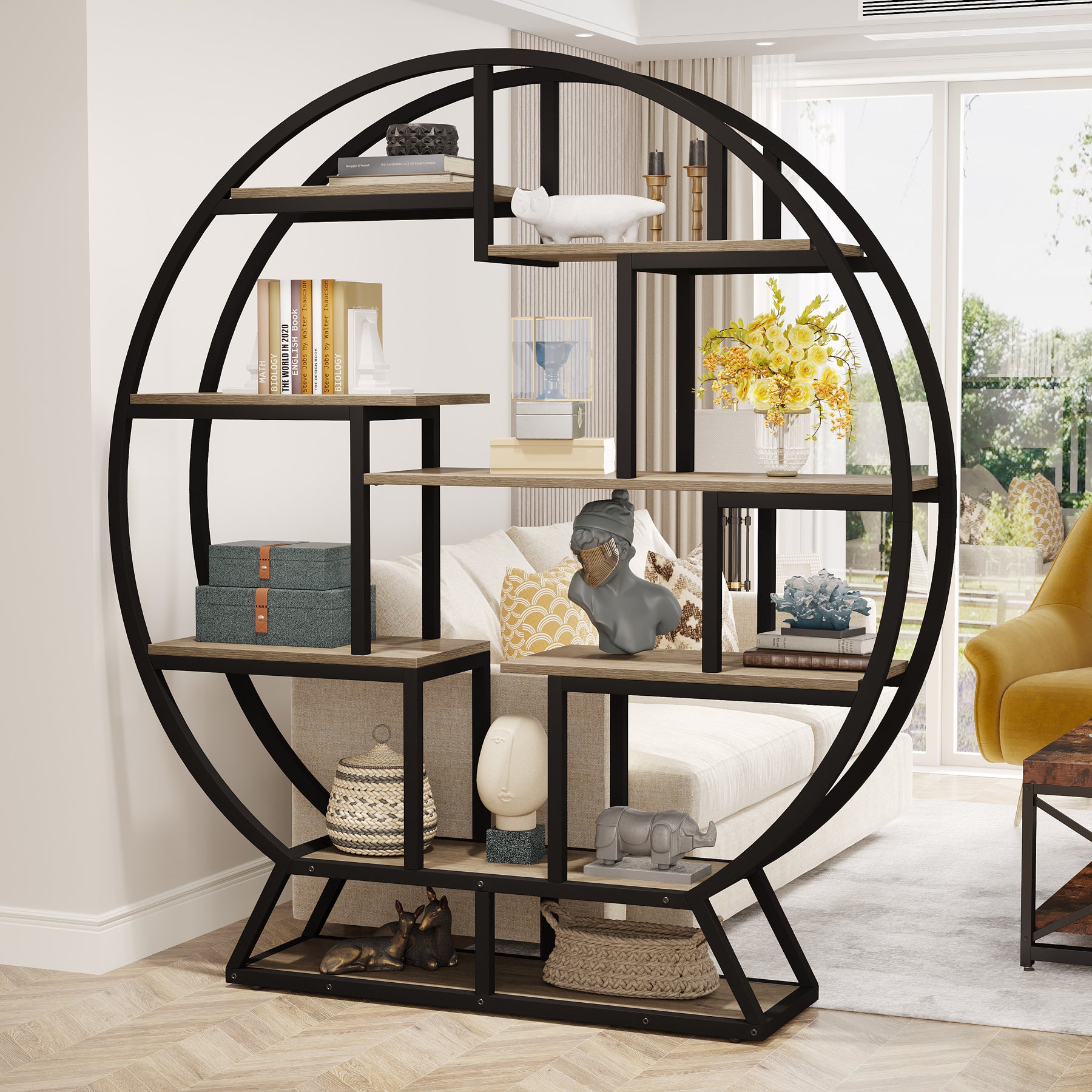 Tribesigns Estantería de libros, Estantería alta independiente de 8 niveles con estante de almacenamiento