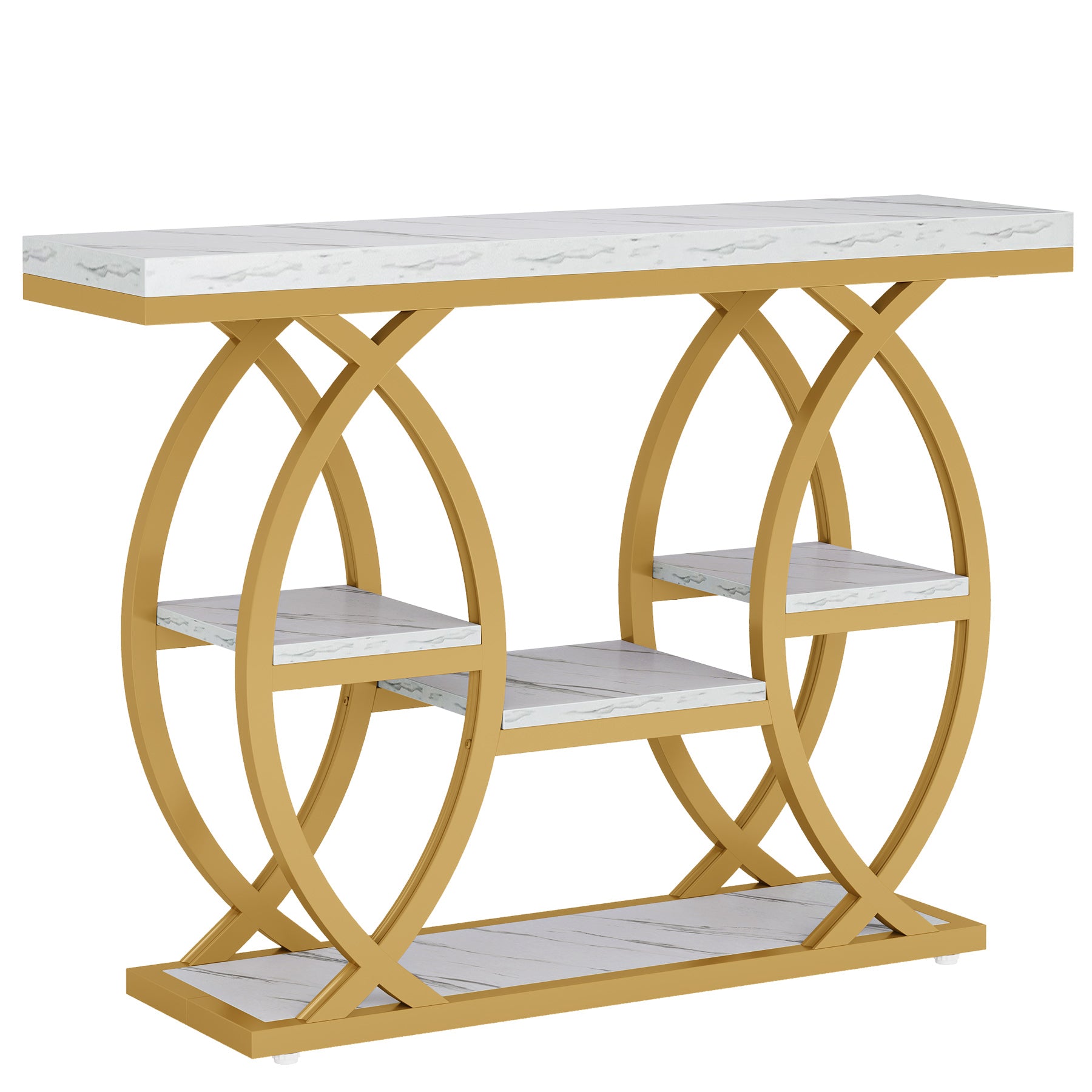 Tribesigns Mesa consola de 100 cm, Mesa de sofá de 4 niveles Mesa de entrada con estantes