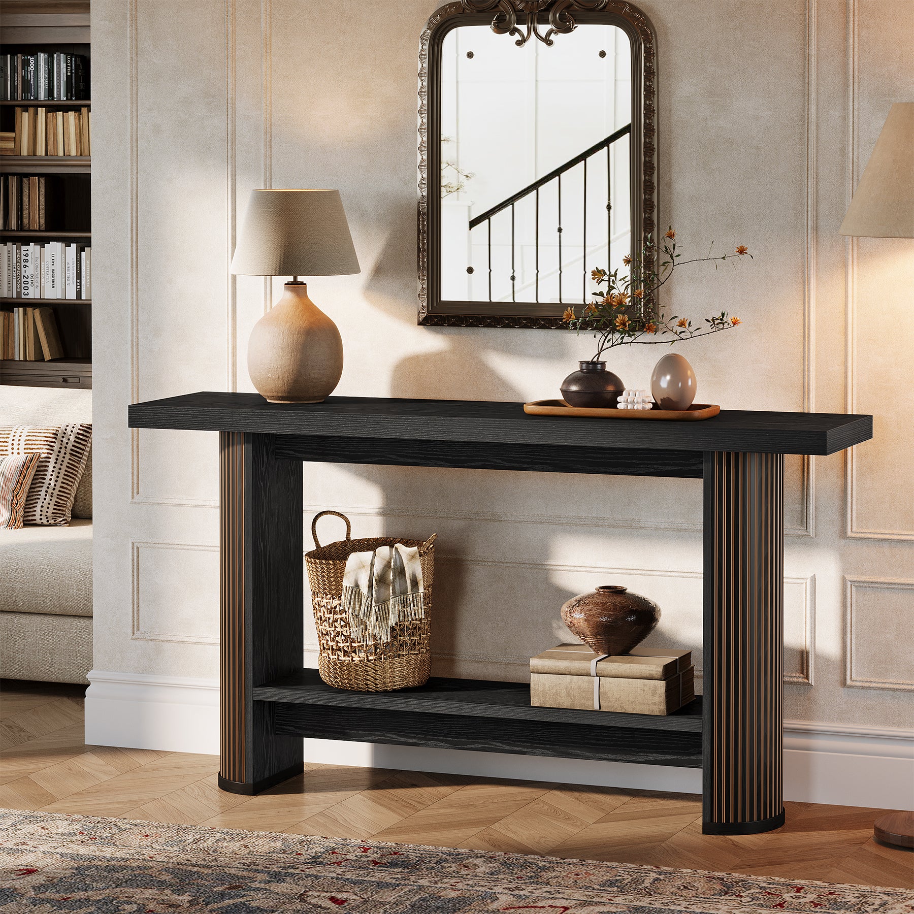 Tribesigns Consola de estilo rústico de 140 cm, Mesa estrecha para recibidor y sofá