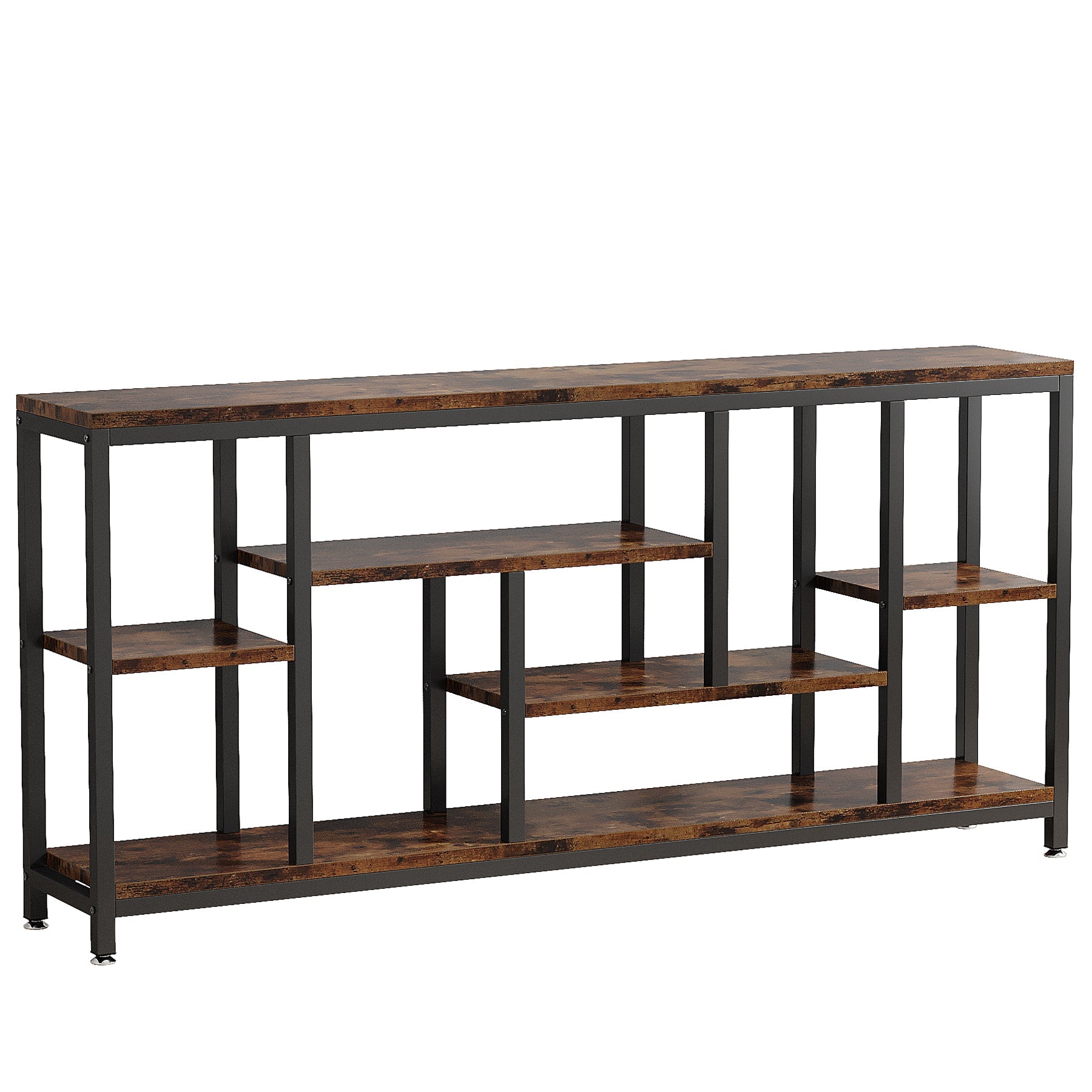 Consola industrial Tribesigns de 180 x 30 cm con almacenamiento de 3 niveles, Mesa auxiliar estrecha para colocar detrás del sofá
