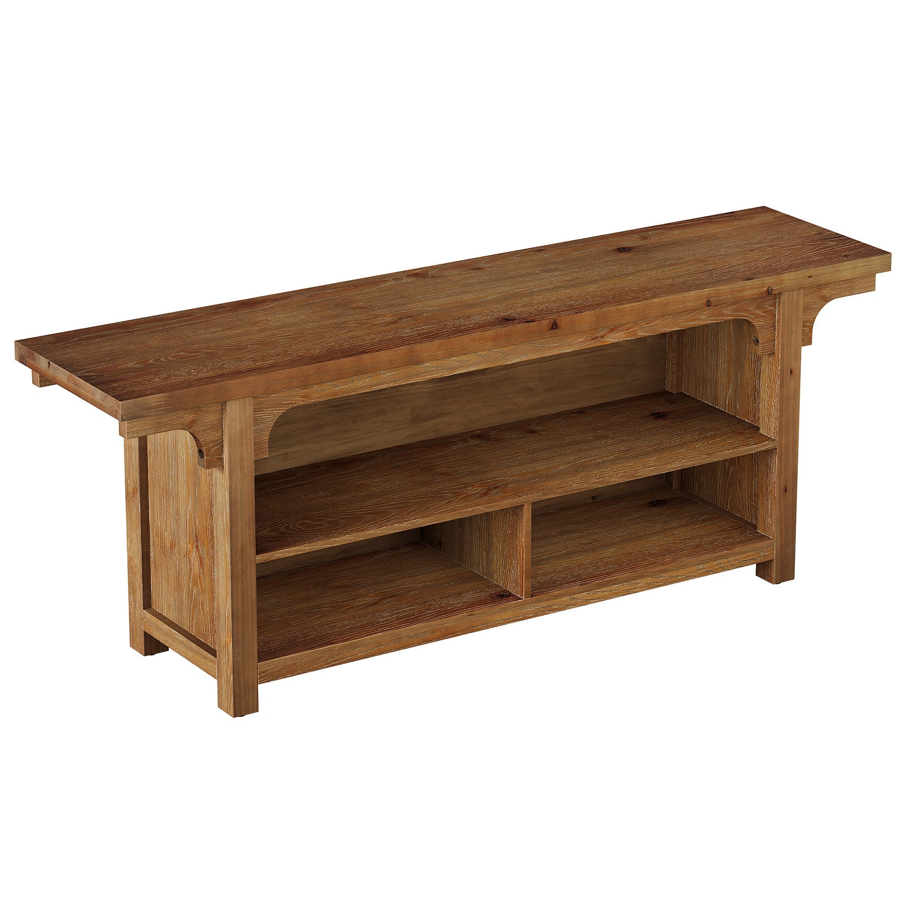 Tribesigns 160 cm TV-Lowboard aus Massivholz, TV-Schrank für 55–70 Zoll Fernseher mit 3 offenen Fächern
